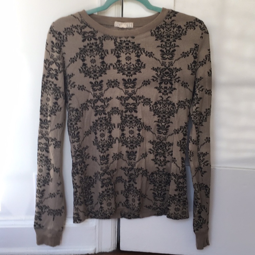 Forever 21 Long Sleeve Brown & Black Pattern Shirt